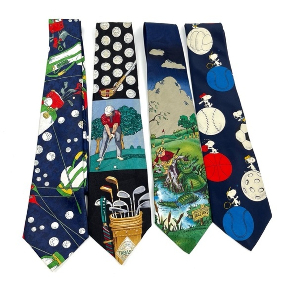 Lot of 4 Golf Themed Ties